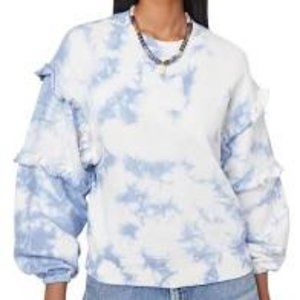 EXCLUSIVE Brand Women's Top Small Blue Soft Tie-Dye Terry Knit Festivals Summer